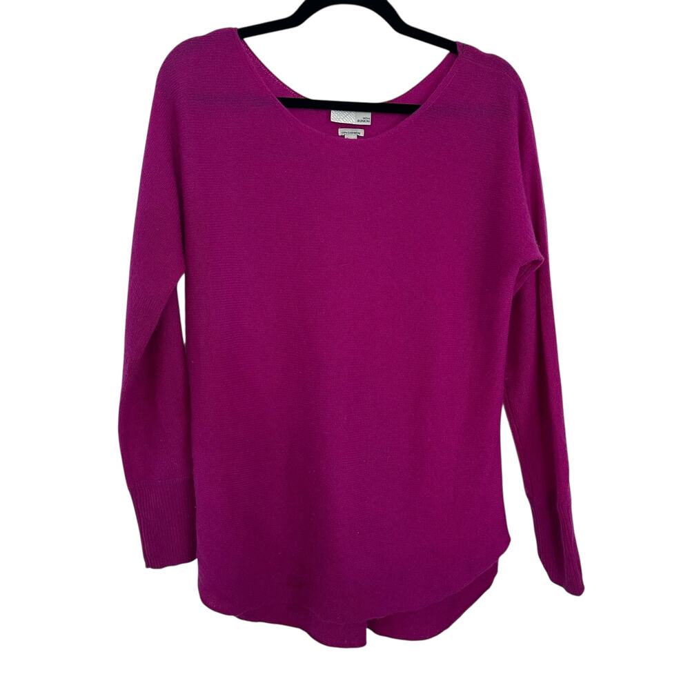 14th & Union Womens Cashmere Boat Neck Sweater‎ Fuchsia Soft Knit Small